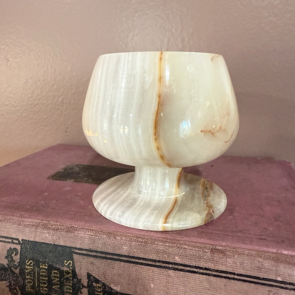 Vintage Onyx Stone Whiskey Brandy Snifter Goblet Chalice Shot Glass Art Decor